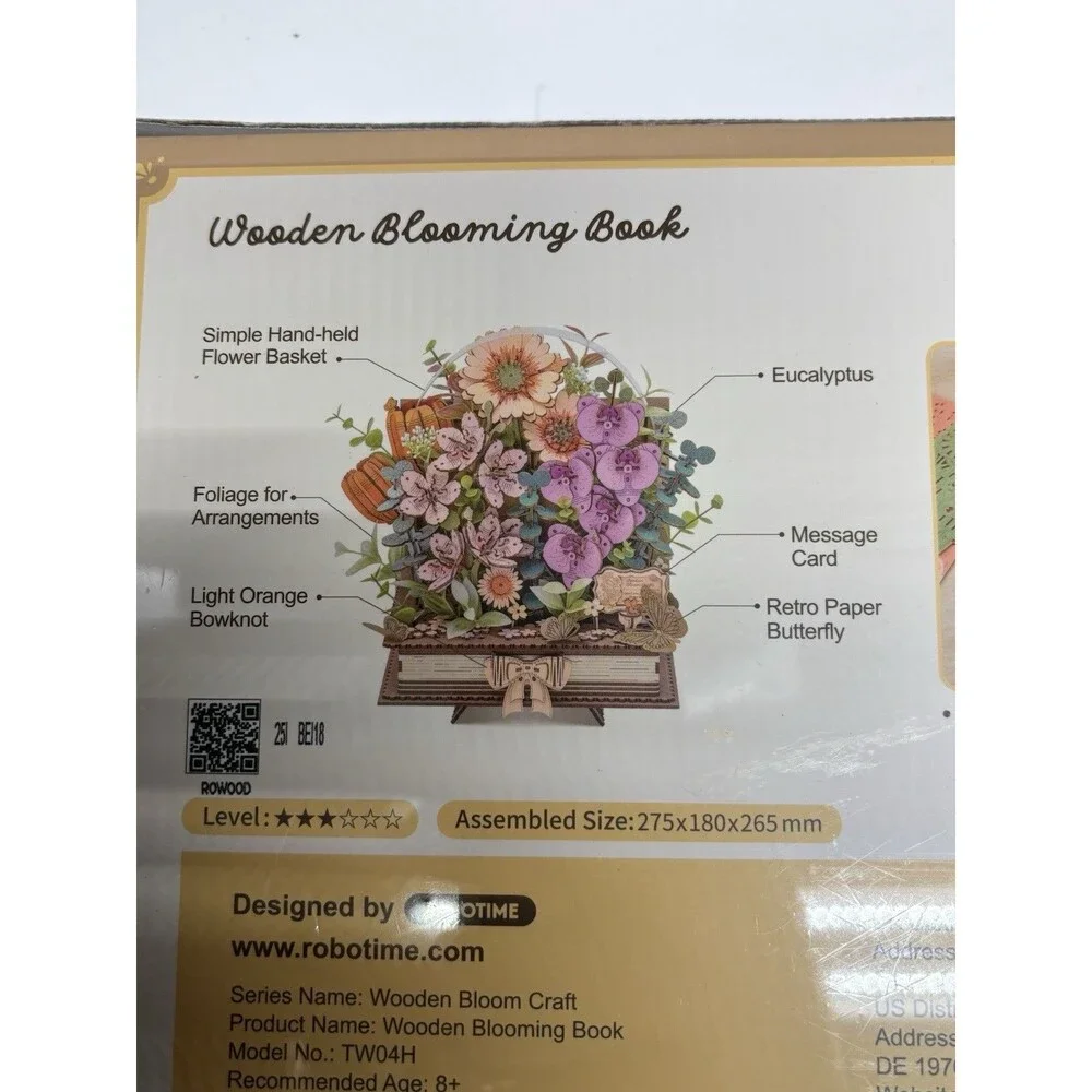 ROWOOD Wooden Blooming Book TW04H 3D Wooden Puzzle Flower Book Kit Sealed